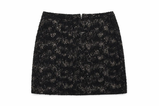NEXT Womens Black Houndstooth  Flare Skirt Size 10