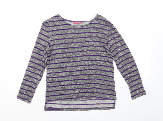 YD Girls Grey Striped  Pullover Jumper Size 11-12 Years