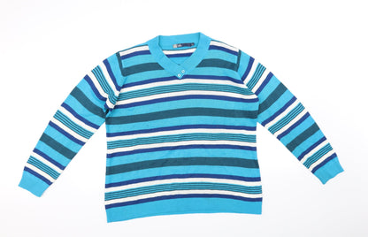 Additional front view of Ble women’s blue striped jumper, size L