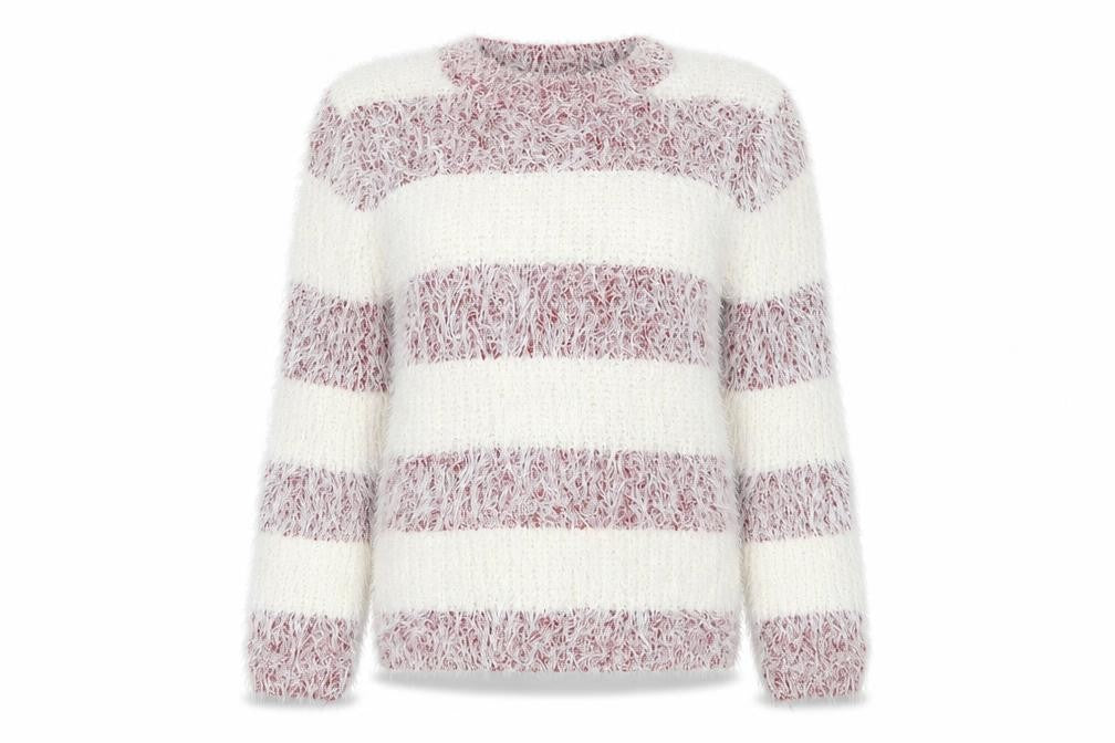 Koopoi Girls White Striped  Pullover Jumper One Size