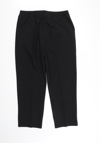 Back view of Sarah Hamilton women’s black trousers, size UK 16, 32-inch leg