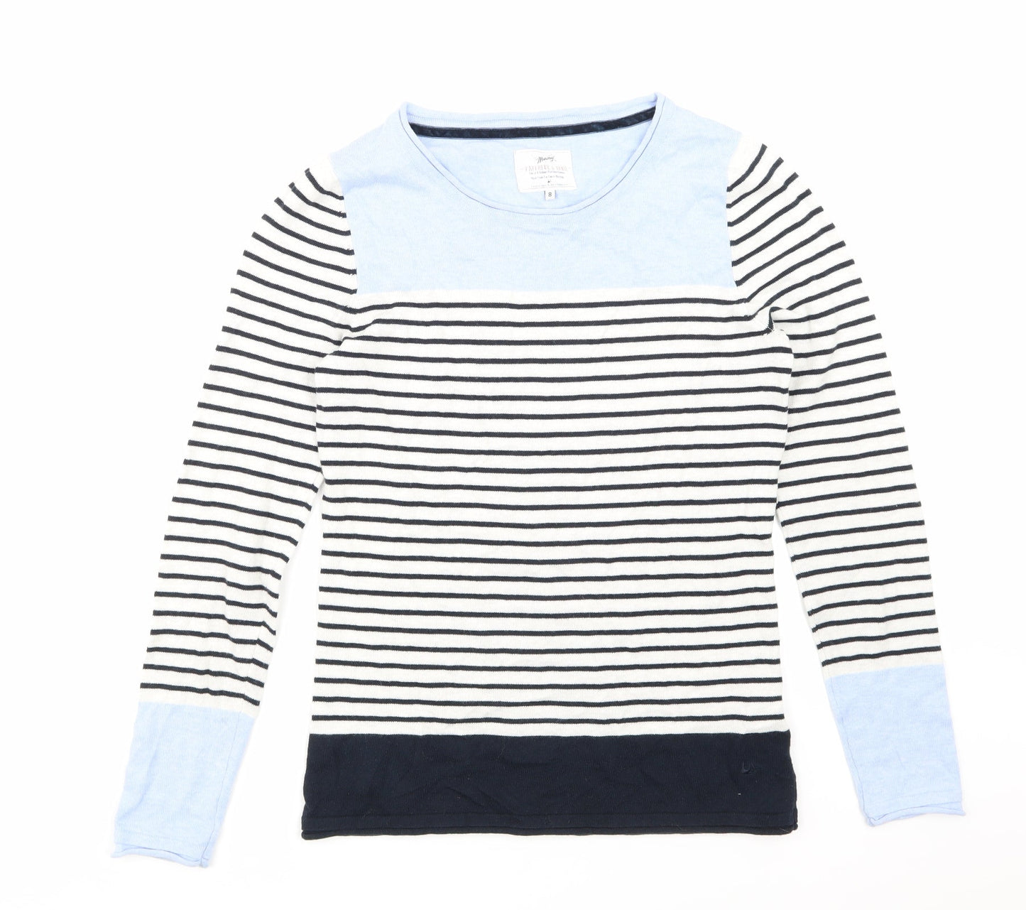 Faithful & True Womens Black Striped  Basic T-Shirt Size 8