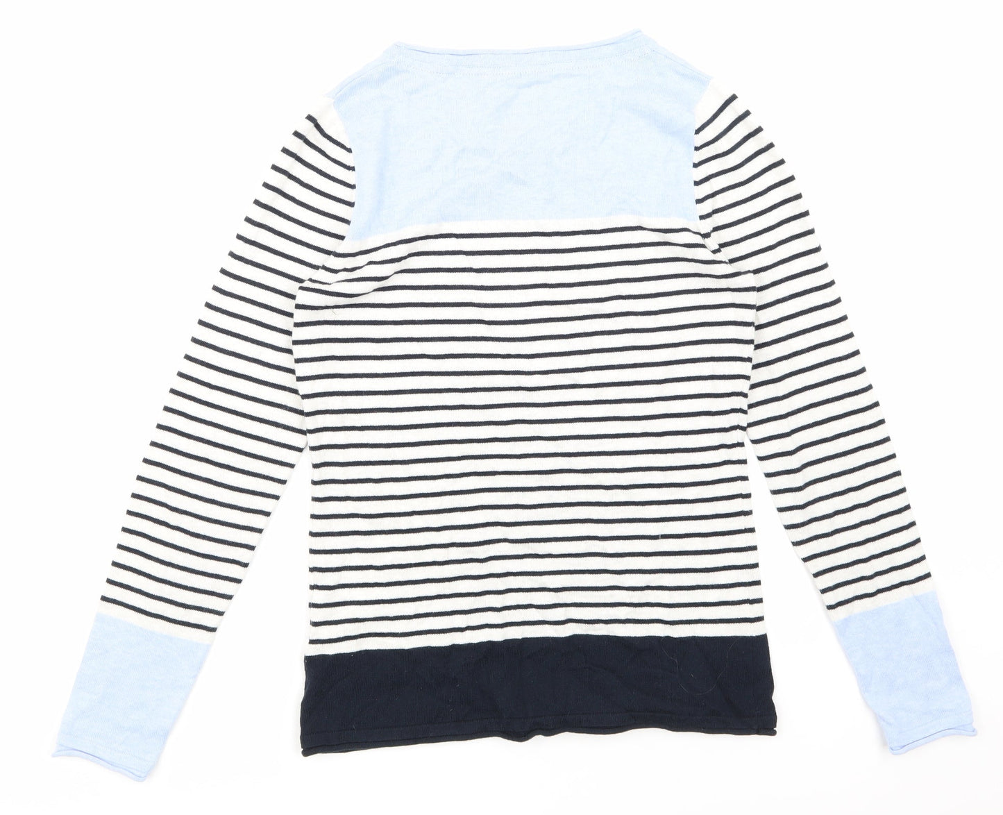 Faithful & True Womens Black Striped  Basic T-Shirt Size 8