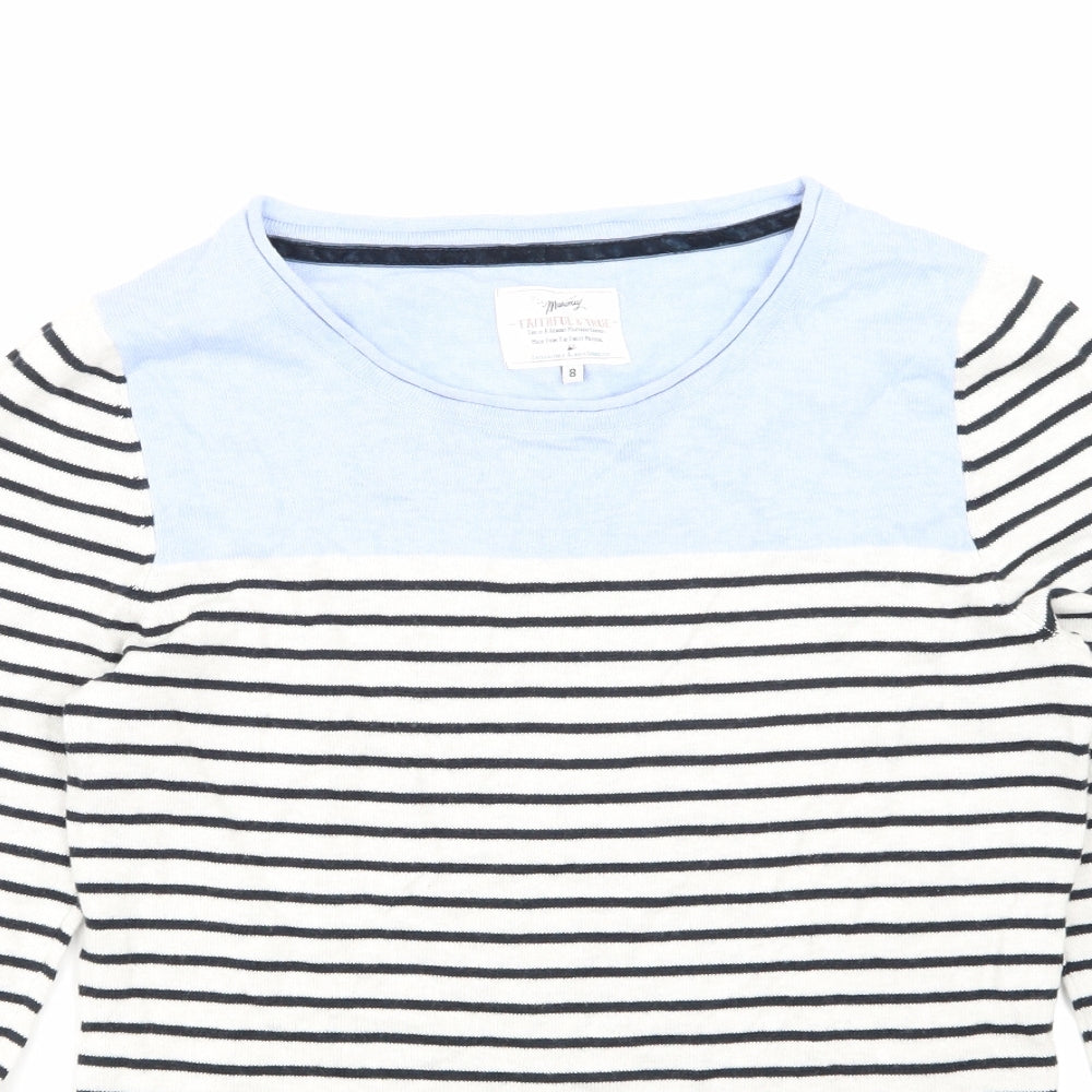 Faithful & True Womens Black Striped  Basic T-Shirt Size 8