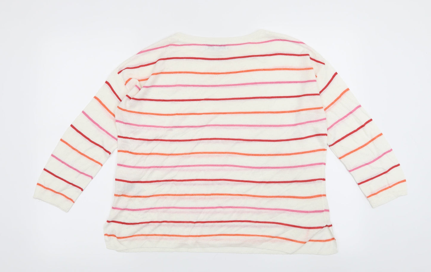 Nutmeg Womens White Striped  Pullover Jumper Size 10