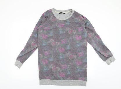 Additional front view of Atmosphere women’s grey pullover sweatshirt, size UK 12, - tiger