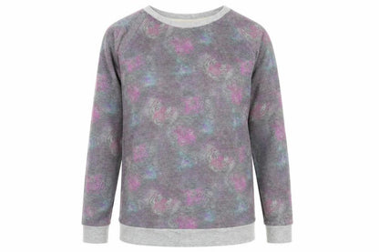 Front view of Atmosphere women’s grey pullover sweatshirt, size UK 12, - tiger