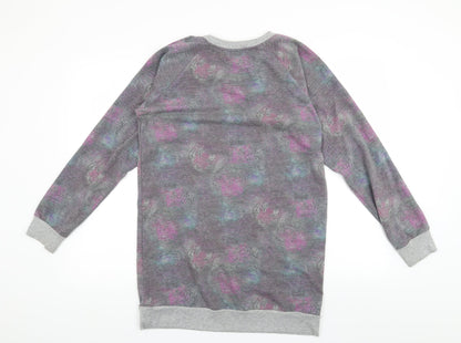 Back view of Atmosphere women’s grey pullover sweatshirt, size UK 12, - tiger