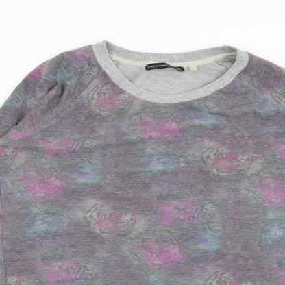 Close-up detail of Atmosphere women’s grey pullover sweatshirt, size UK 12, - tiger