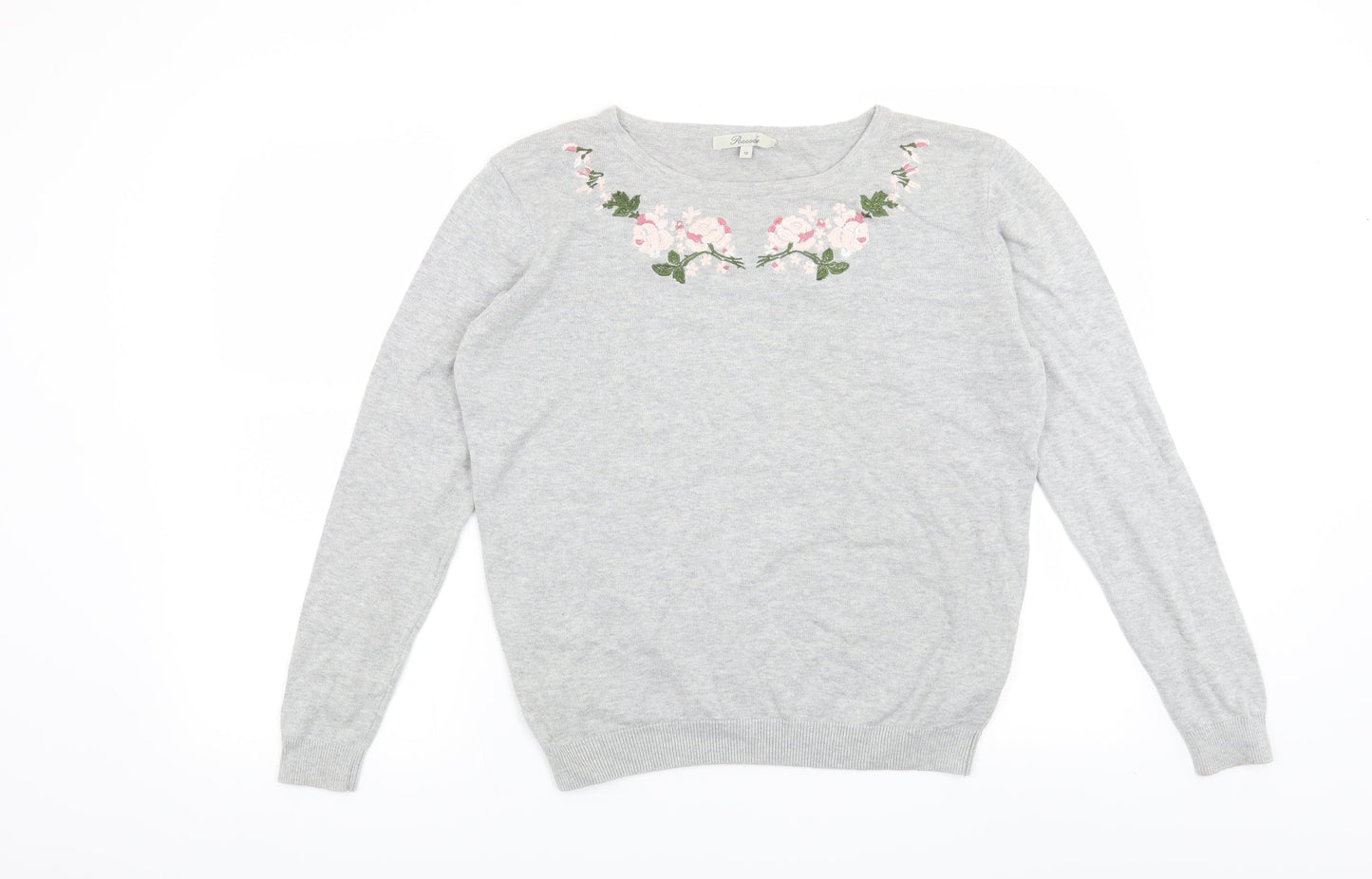 Peacocks Womens Grey Floral  Pullover Jumper Size 10