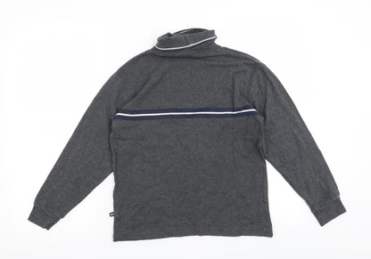 Back view of Gap women’s grey striped pullover sweatshirt, size L