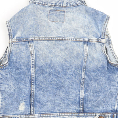 Brand and care label for Denim CO women’s blue jacket, size UK 8