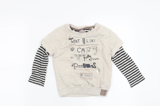 NEXT Girls Beige Striped  Pullover Sweatshirt Size 4 Years  - What I like , Cats, Pretty Flowers, Penguins