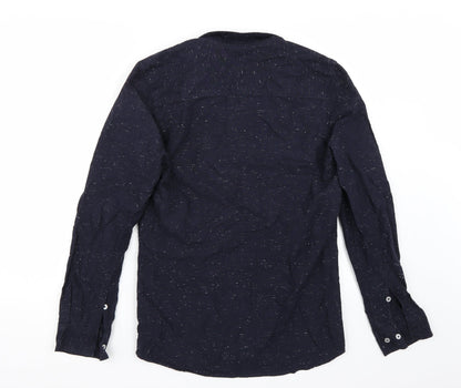 Back view of H&M men’s blue button-up, size S