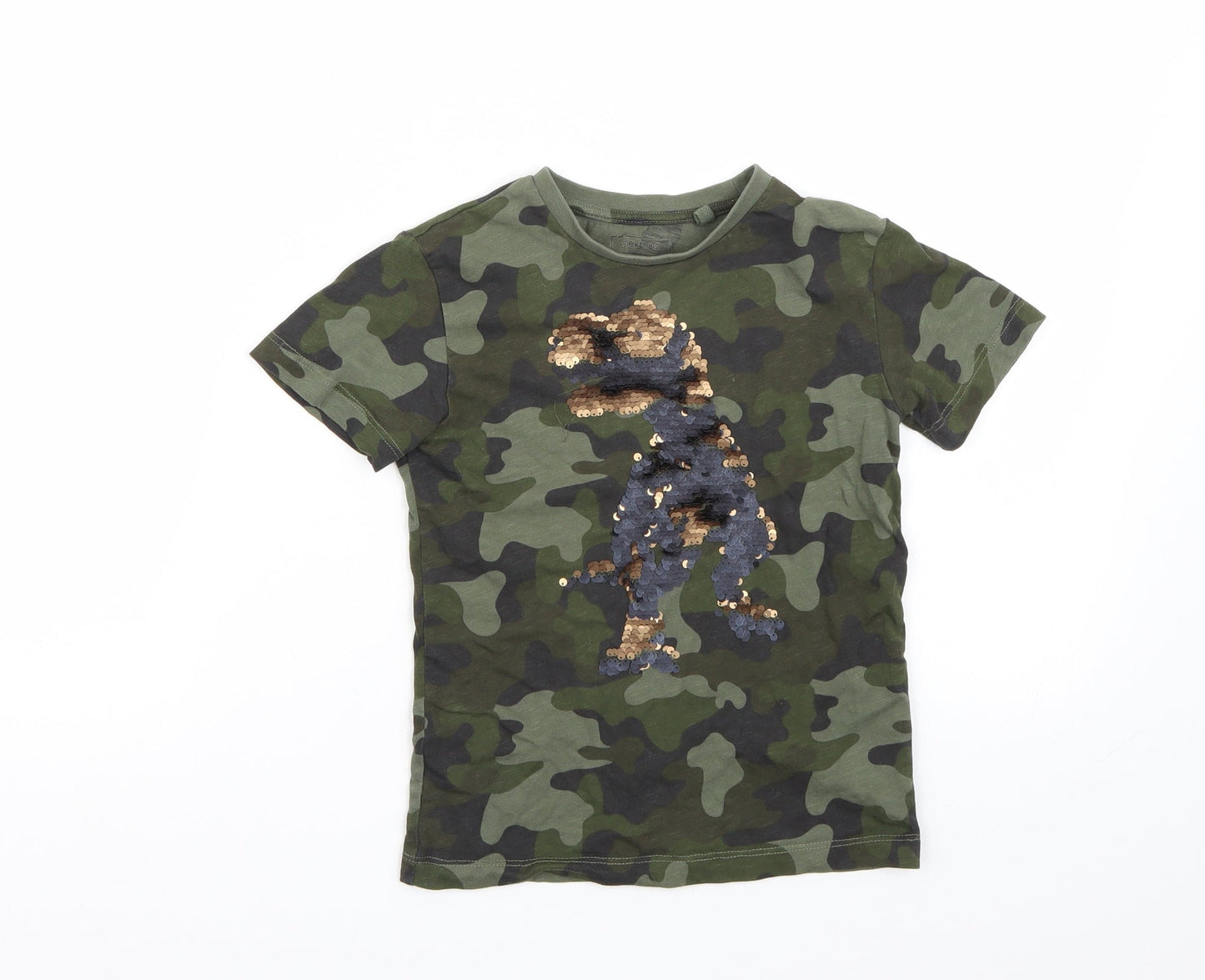 NEXT Girls Green Camouflage  Basic T-Shirt Size 5 Years
