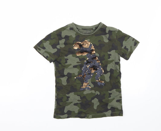 NEXT Girls Green Camouflage  Basic T-Shirt Size 5 Years