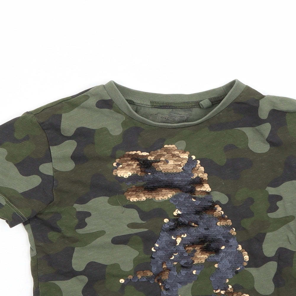 NEXT Girls Green Camouflage  Basic T-Shirt Size 5 Years