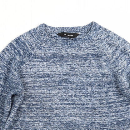 Close-up detail of Cedarwood State women’s blue jumper, size S