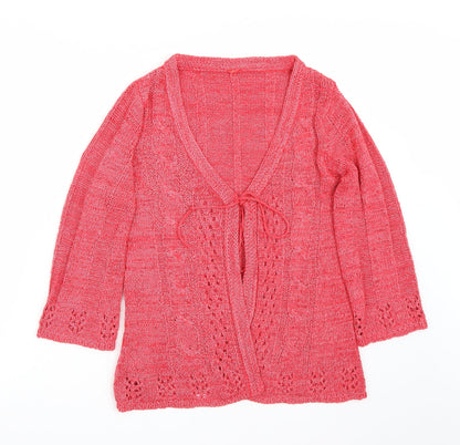Additional front view of Evie women’s red cardigan jumper, size UK 14