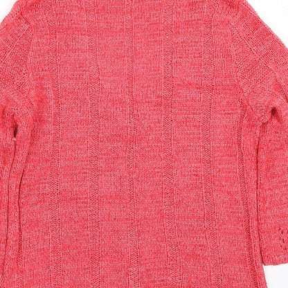 Brand and care label for Evie women’s red cardigan jumper, size UK 14