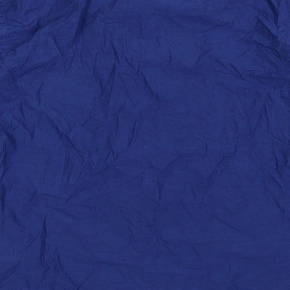 Brand and care label for Albion Road boys’ blue basic button-up, size 14, years