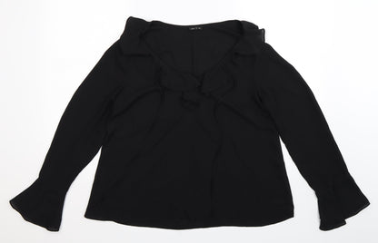 Additional front view of River Island women’s black basic blouse, size UK 10