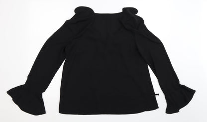 Back view of River Island women’s black basic blouse, size UK 10