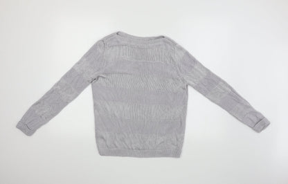 Back view of Classics women’s grey striped jumper, size UK 12