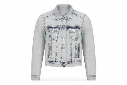 Front view of Divided women’s blue motorcycle jacket jacket, size UK 8