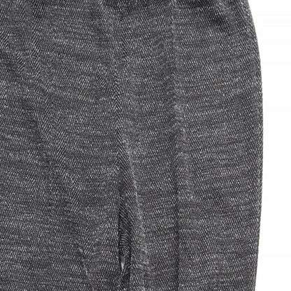 Close-up detail of Classics women’s grey herringbone trousers, size UK 16, 23-inch leg