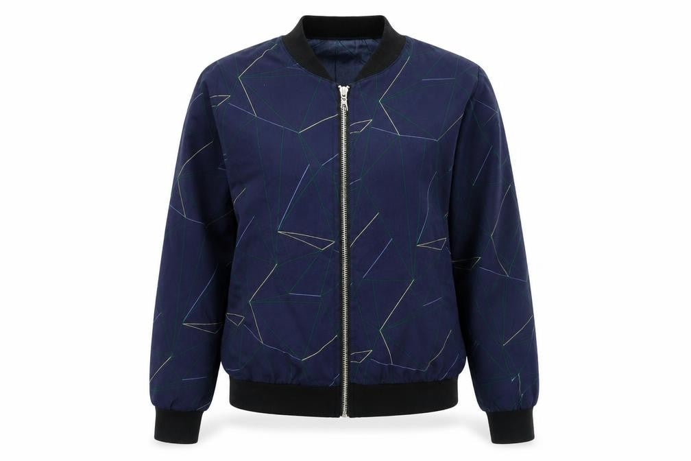 jcl Womens Blue Geometric  Varsity Jacket Jacket Size S