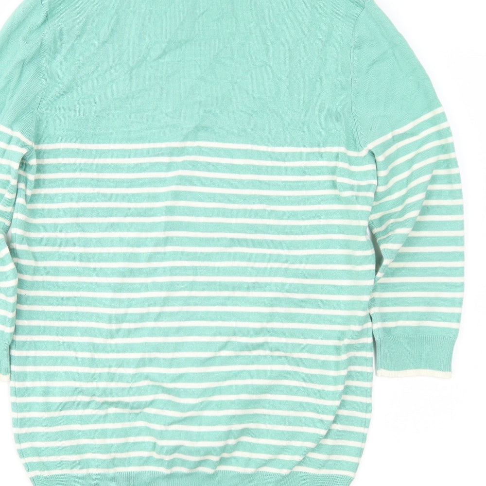 M&Co Womens Green Striped  Pullover Jumper Size 12