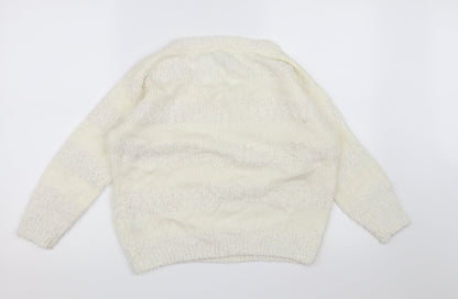 Back view of Red Herring women’s white knit jumper, size UK 10