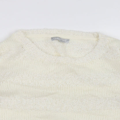 Close-up detail of Red Herring women’s white knit jumper, size UK 10