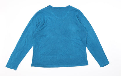 Back view of Bonmarché women’s blue knit jumper, size L