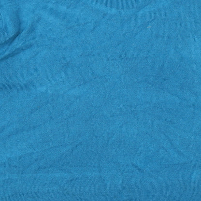 Brand and care label for Bonmarché women’s blue knit jumper, size L
