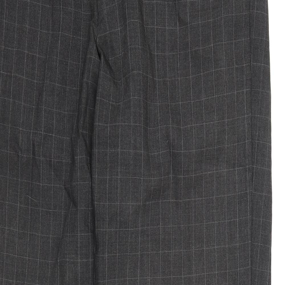 Ventura Mens Grey Check Rayon Dress Pants Trousers  L32 in