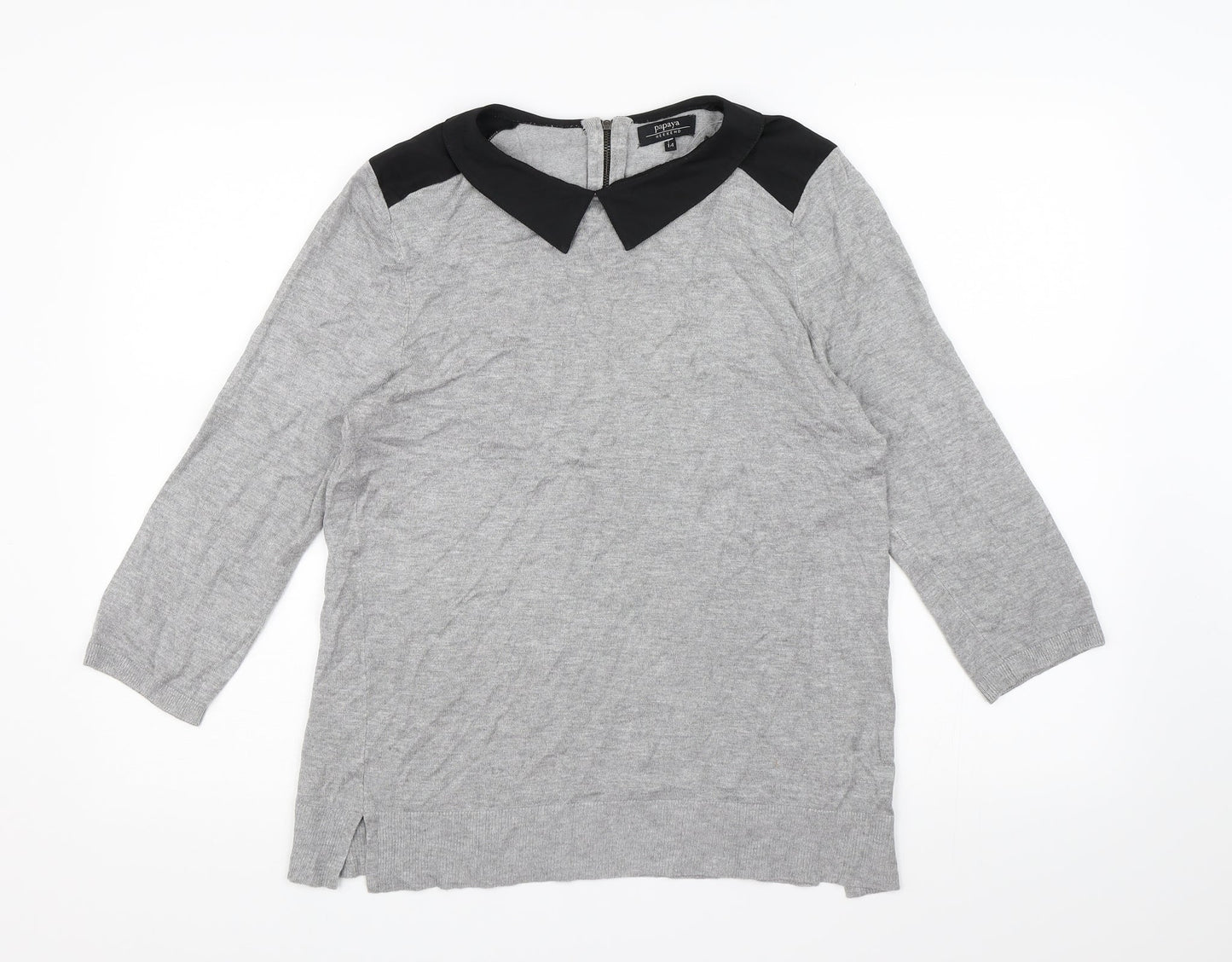 Papaya Womens Grey  Knit Pullover Jumper Size 14