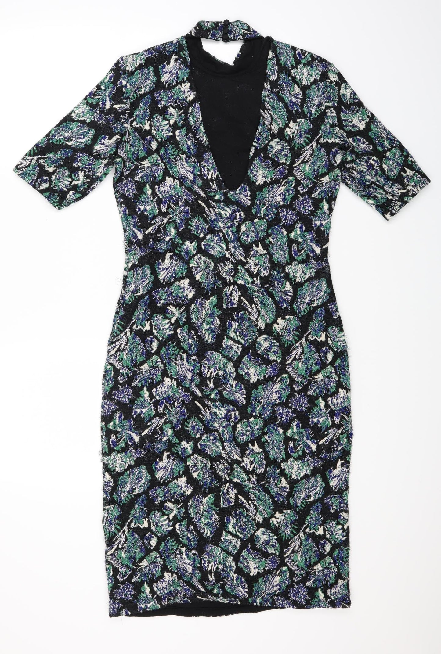 Marks and Spencer Womens Black Polka Dot  Pencil Dress  Size 8