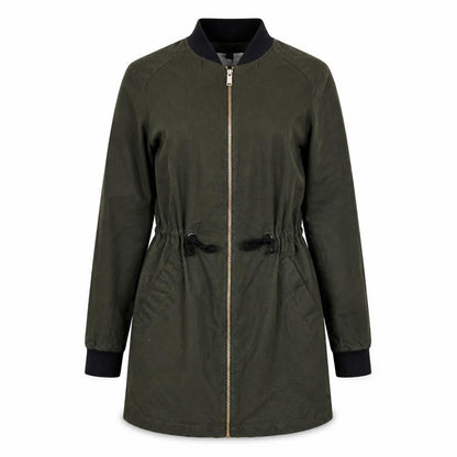 Front view of H&M women’s green jacket, size UK 8