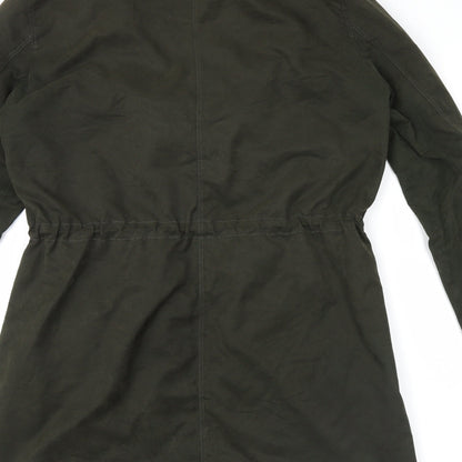 Brand and care label for H&M women’s green jacket, size UK 8