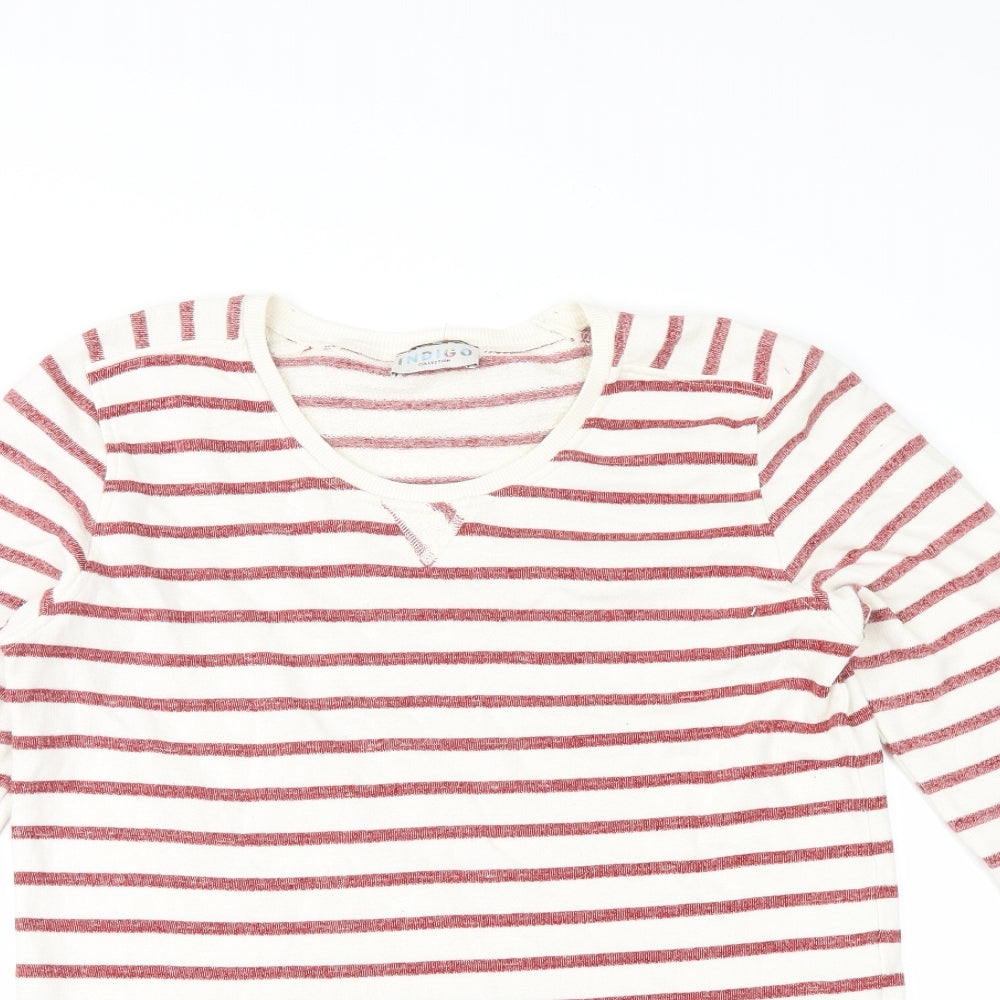 Marks and Spencer Womens White Striped  Pullover Jumper Size 14