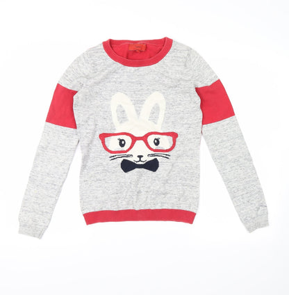Additional front view of Next women’s grey jumper, size UK 6, - rabbit