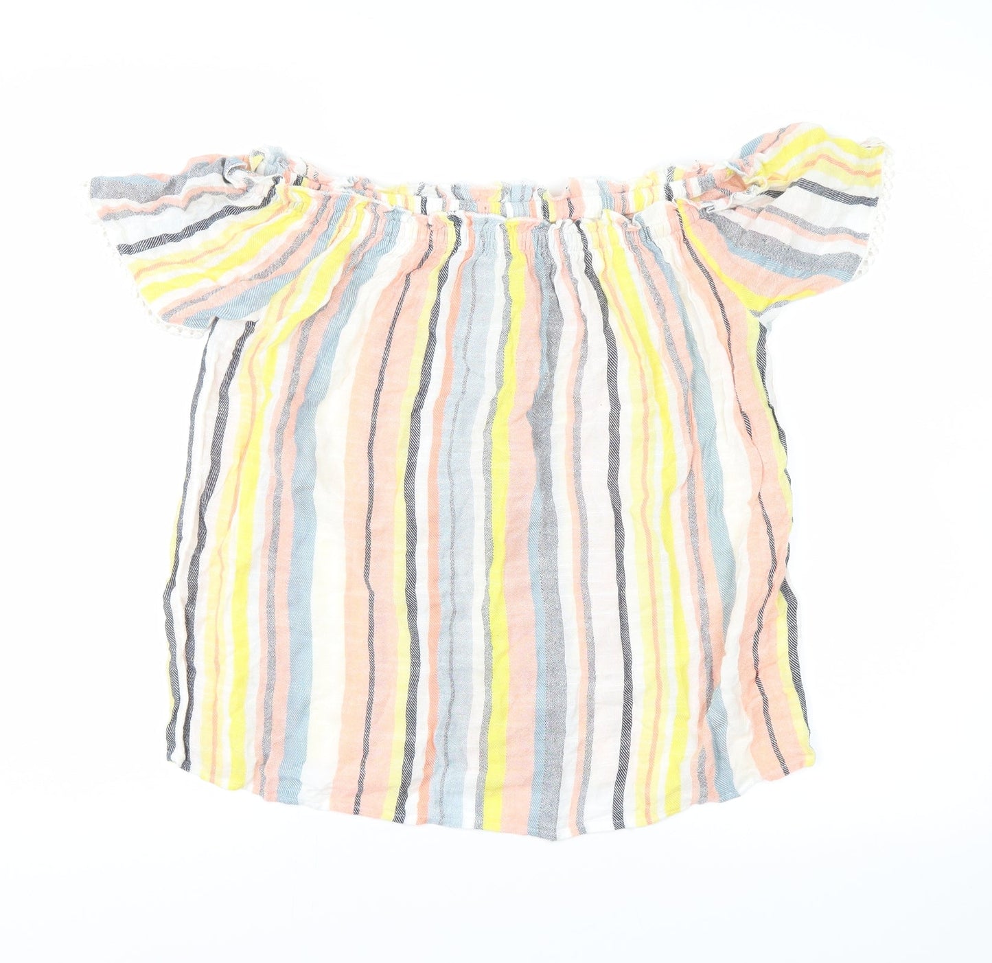 Papaya Womens Yellow Striped  Basic Blouse Size 10