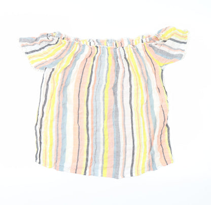Additional front view of Papaya women’s yellow striped basic blouse, size UK 10