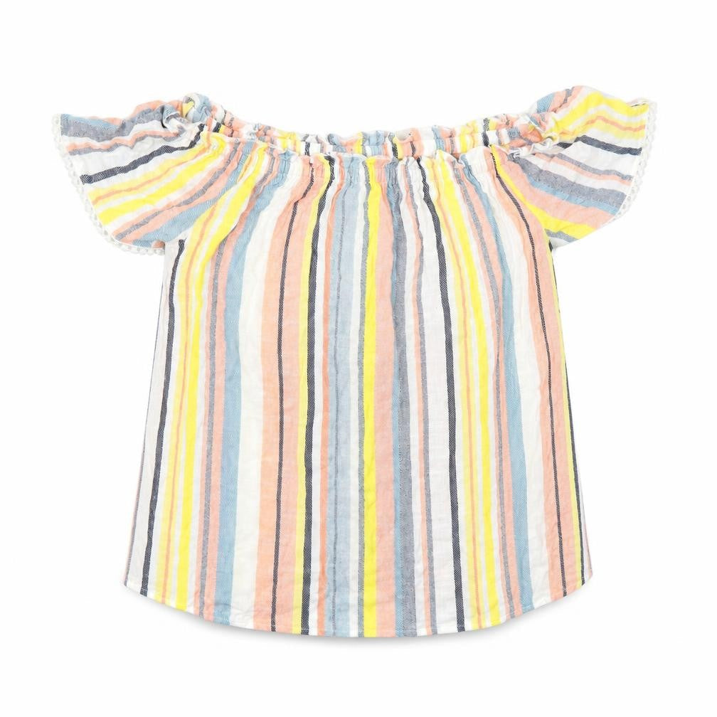 Papaya Womens Yellow Striped  Basic Blouse Size 10