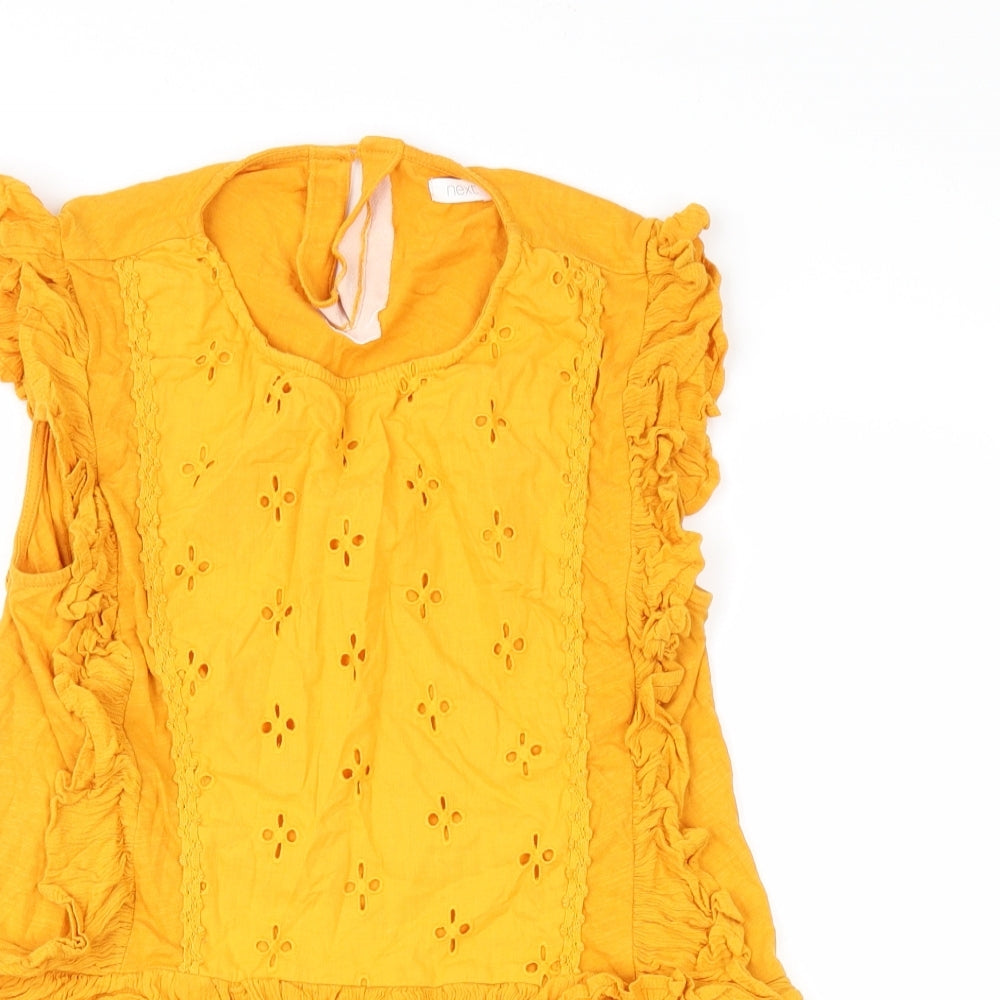 NEXT Girls Yellow Floral  Basic Blouse Size 14 Years