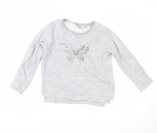 NEXT Girls Grey   Pullover Sweatshirt Size 9 Years  - butterfly