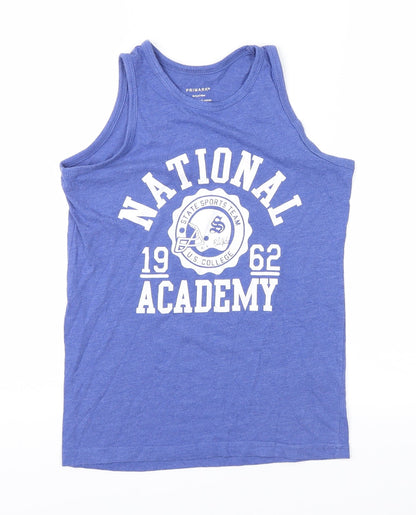 Additional front view of Primark girls’ blue basic tank, size 10-11, years - national academ