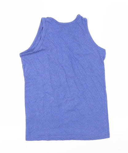 Back view of Primark girls’ blue basic tank, size 10-11, years - national academ